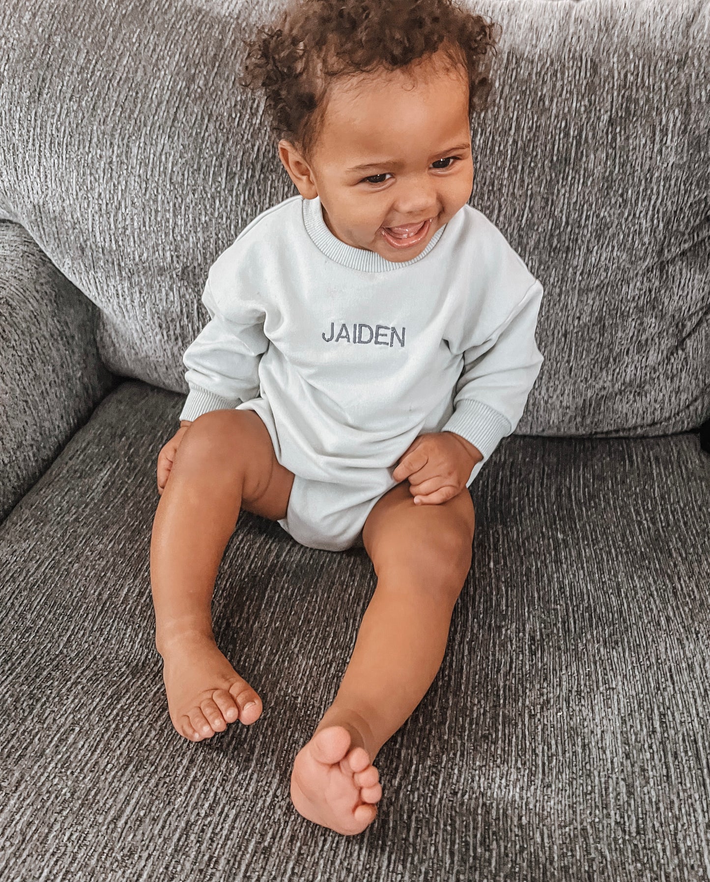 Sweatshirt Romper- Dusty Blue